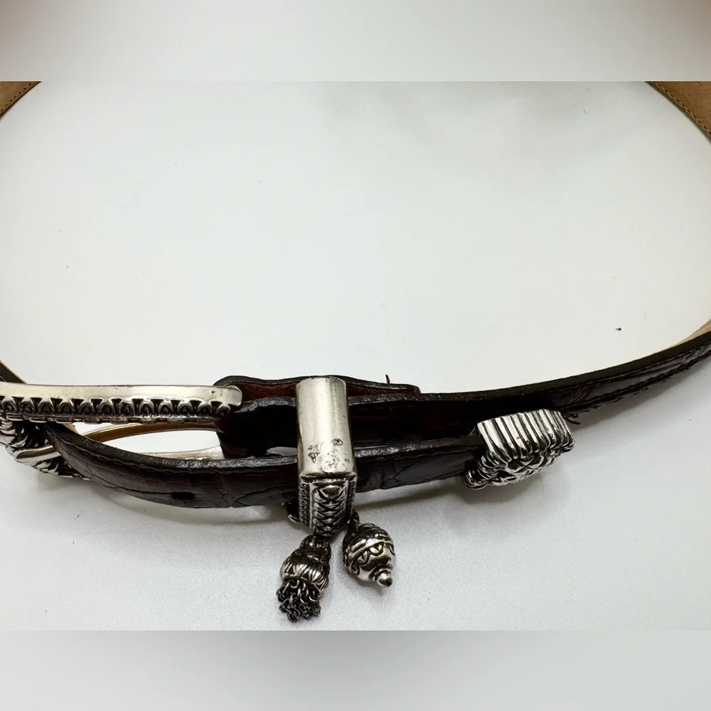 Vintage Brighton Women's  Brown Leather Belt Embelishments